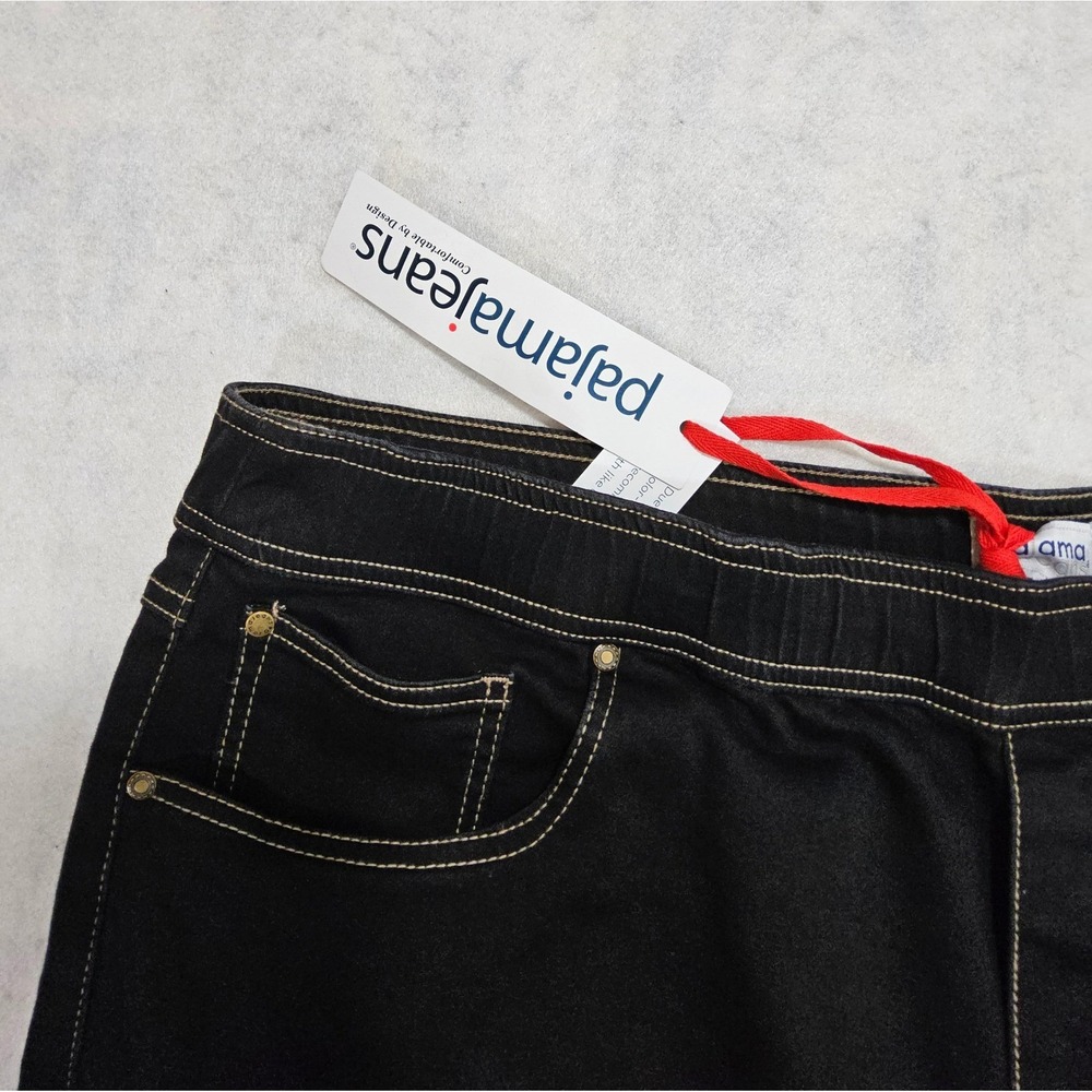 Pajama Jeans Pull On Mens XL NEW Stretch Straight Leg Black Relaxed Fit Super - Picture 4 of 11